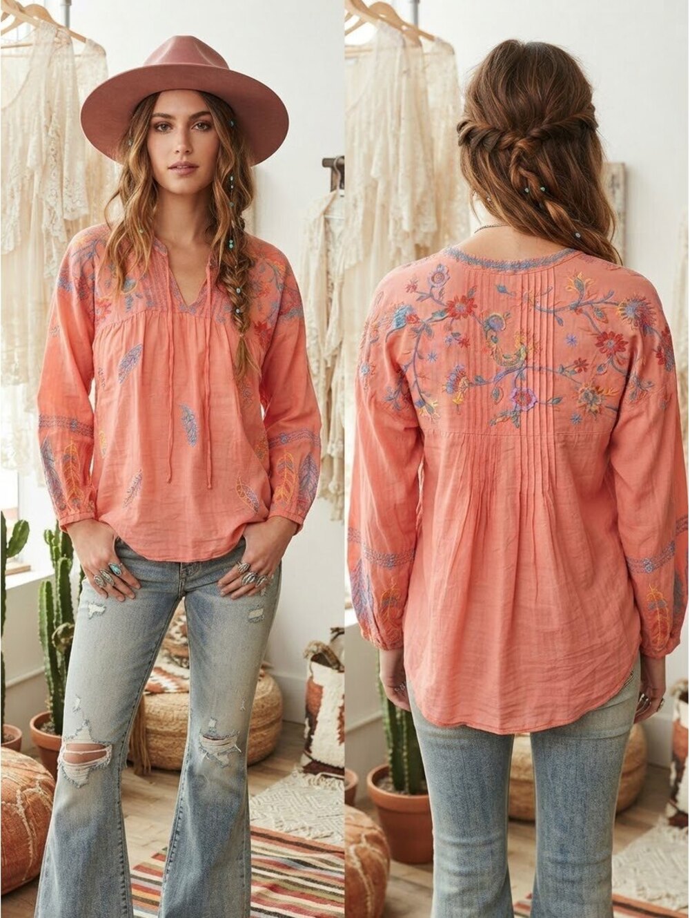 Johnny Was Embroidery birds **callout**